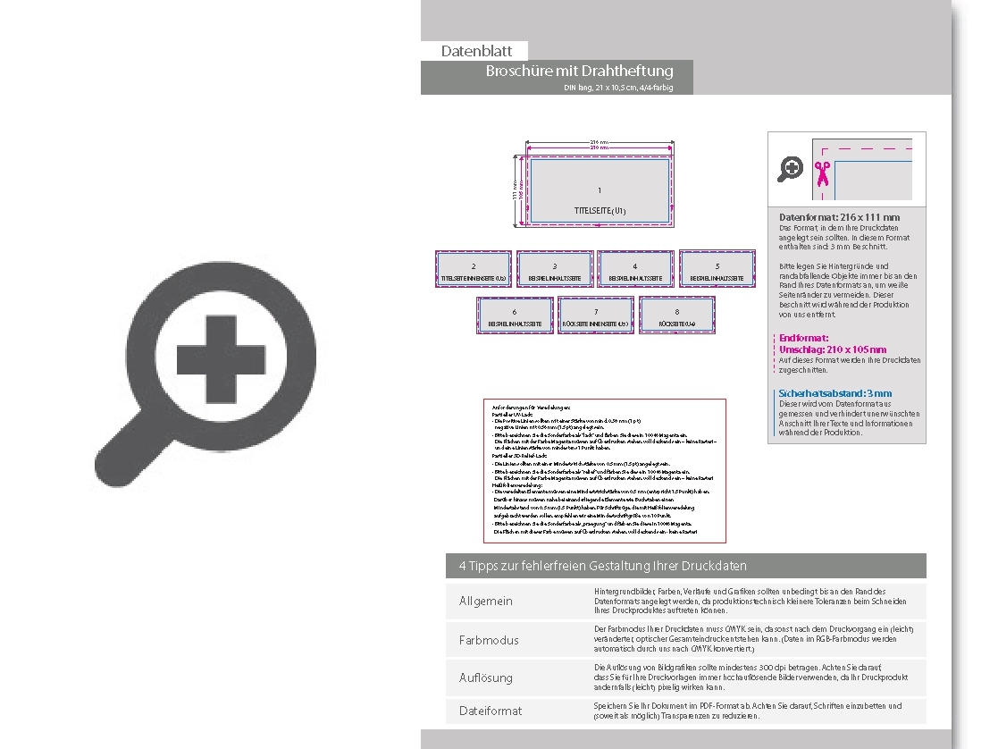 Product Bild brosch__re_mit_drahtheftung__endformat_din_lang_quer_(210_x_105_mm)__144-seitig