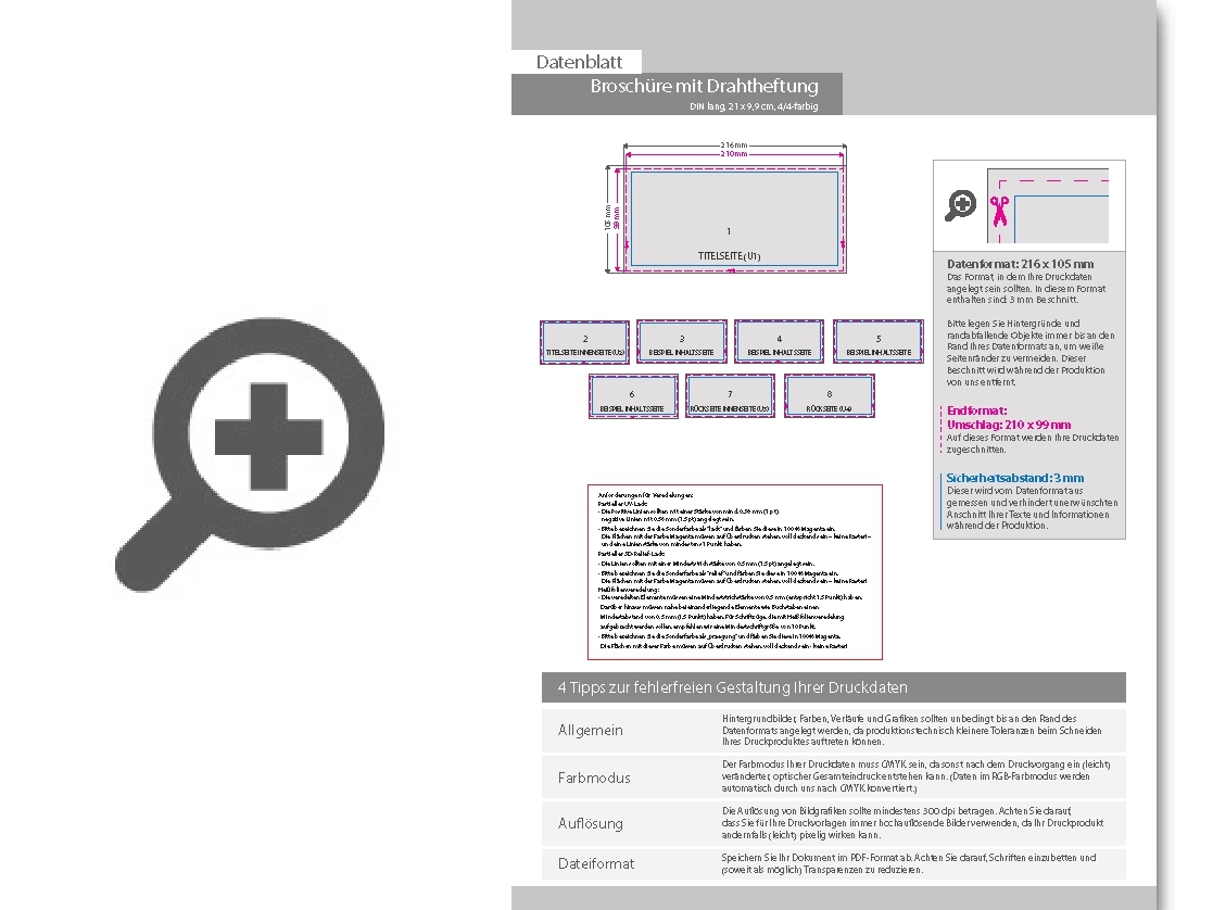 Product Bild brosch__re_mit_drahtheftung__endformat_din_lang_quer_(210_x_99_mm)__56-seitig