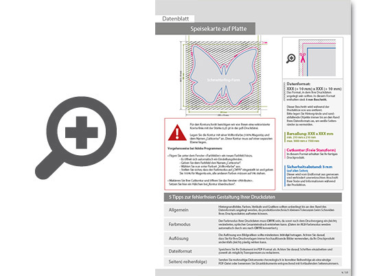 Product Bild speisekarte_auf_platte_in_schmetterling-form_konturgefr__st___einseitig_4_0-farbig_bedruckt